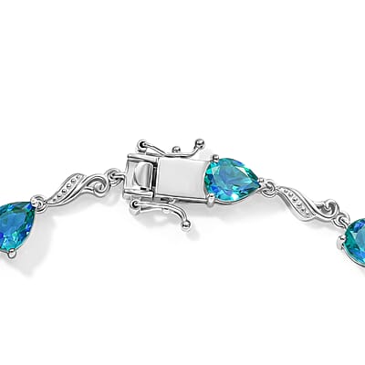 EverTrue Peacock Quartz (Triplet) 11.00 ctw Peacock Grace Bracelet in Platinum Bond (6.50 In)