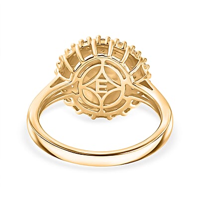 EverTrue Pink Freshwater Pearl and White Zircon 0.50 ctw Crown of Light Ring in 18K YG Plated (Size 5.0)
