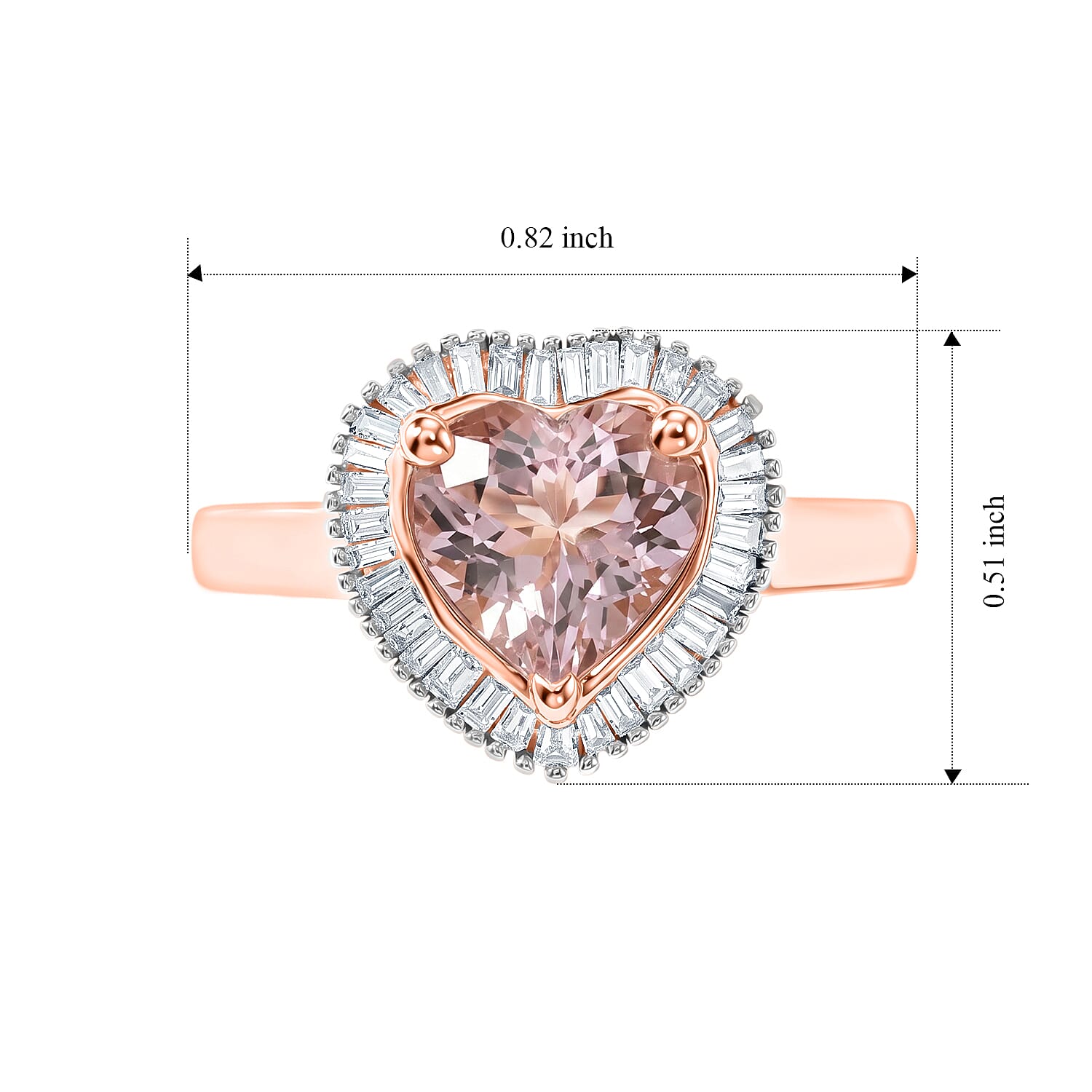 D'Joy Premium Pink Morganite and Diamond (0.26 cts) 2.00 ctw Blush Love Ring in 18K Vermeil RG Over Sterling Silver (Size 6.0)
