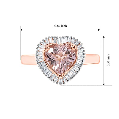 D'Joy Premium Pink Morganite and Diamond (0.26 cts) 2.00 ctw Blush Love Ring in 18K Vermeil RG Over Sterling Silver (Size 6.0)