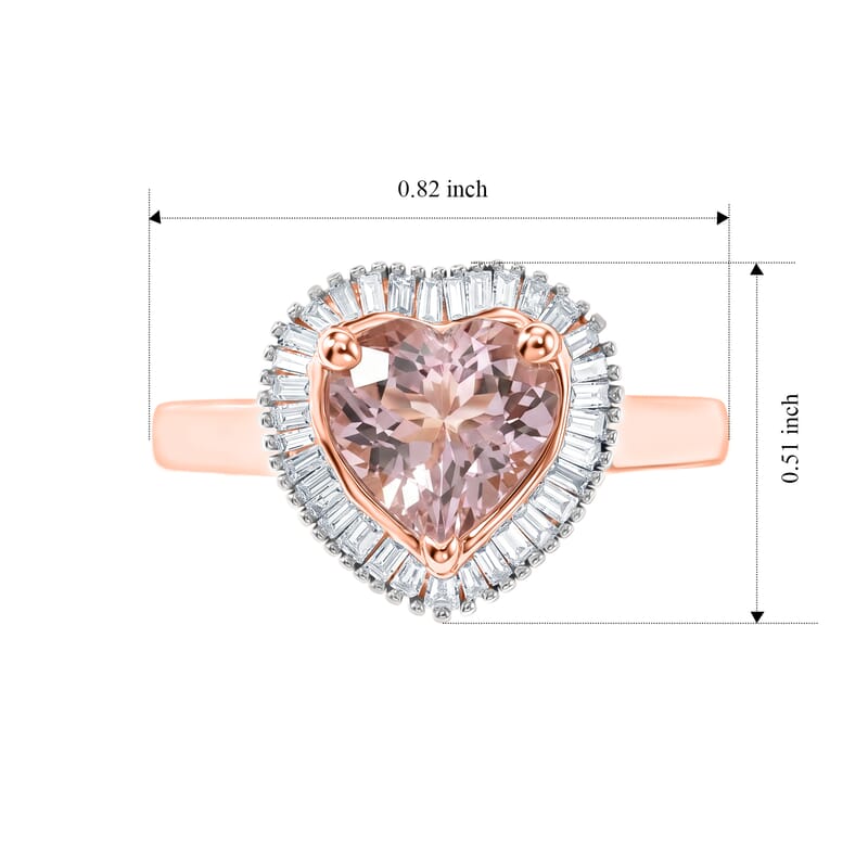 Doorbuster D'Joy Premium Pink Morganite and Diamond (0.26 cts) 2.00 ctw Blush Love Ring in 18K Vermeil RG Over Sterling Silver (Size 6.0)