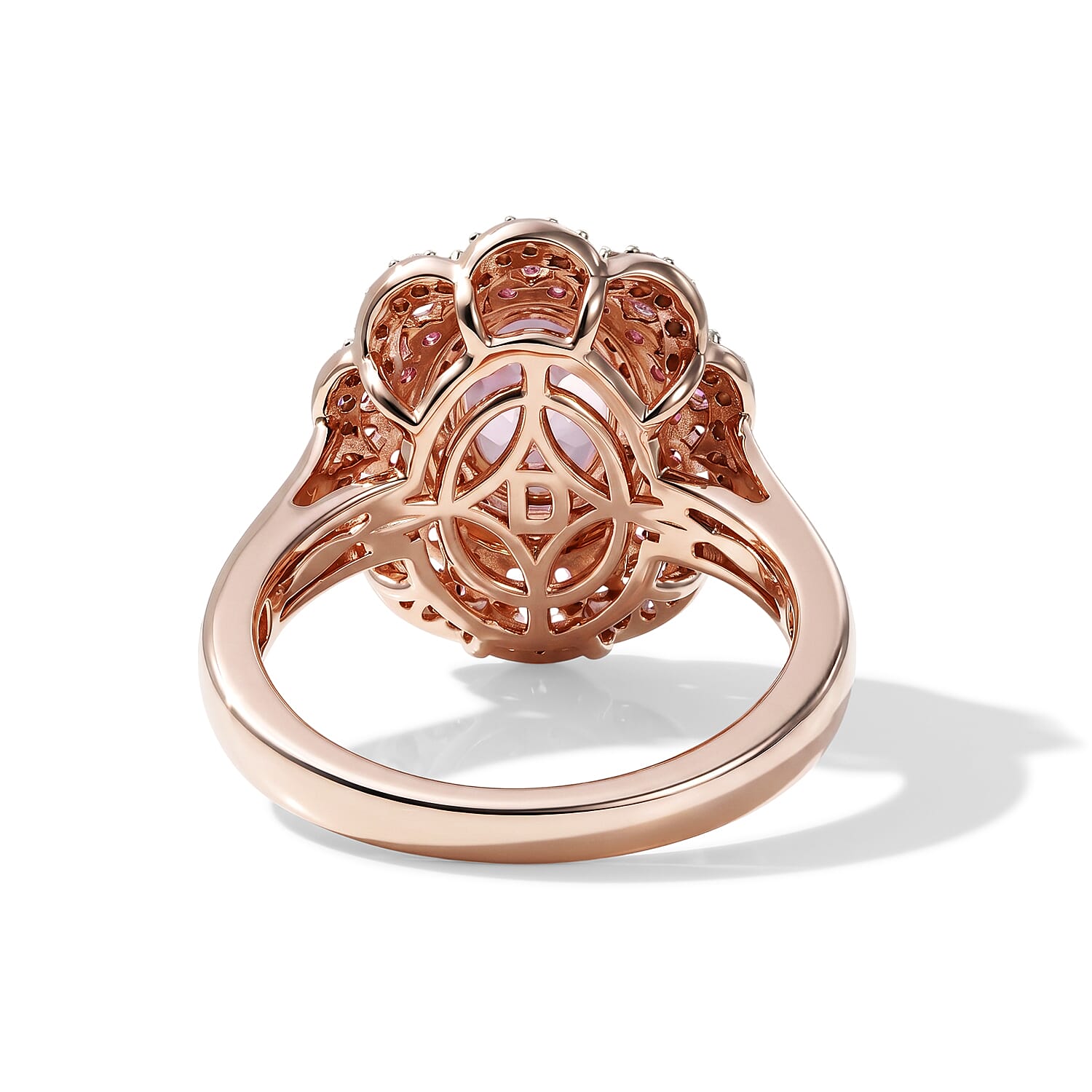 D'Joy Premium Pink Morganite and Multi Gemstone 1.80 ctw Rose Bloom Ring in 18K Vermeil RG Over Sterling Silver (Size 6.0)