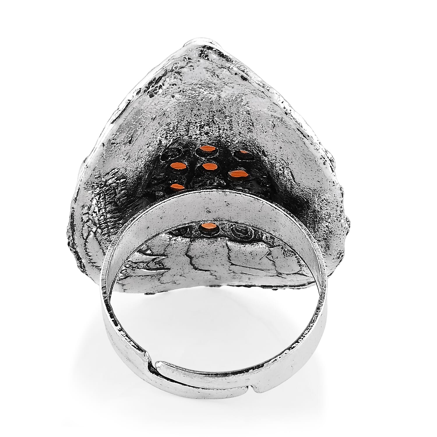 Lab Created Cherry Cat's Eye 35.00 ctw Ring in Silvertone (Adjustable)