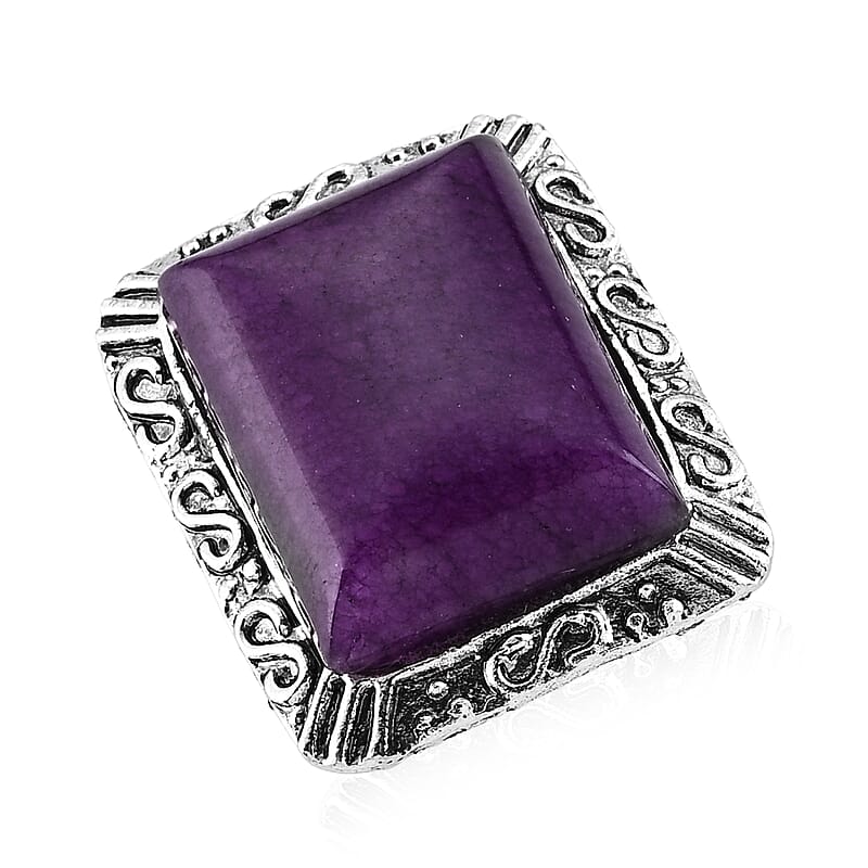 African Amethyst 45.00 ctw Ring in Silvertone (Adjustable)