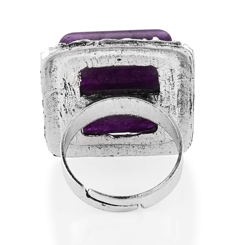 African Amethyst 45.00 ctw Ring in Silvertone (Adjustable)