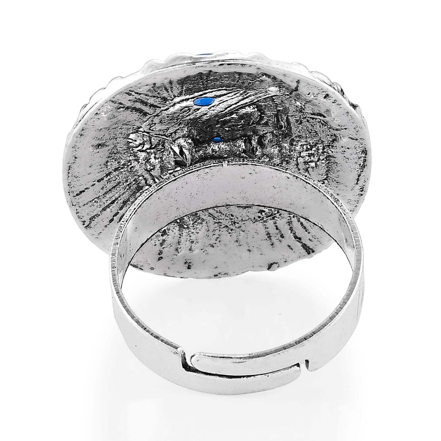Turquoise 30.00 ctw Ring in Silvertone (Adjustable)