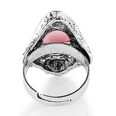 Rhodonite 25.00 ctw Ring in Silvertone (Adjustable)