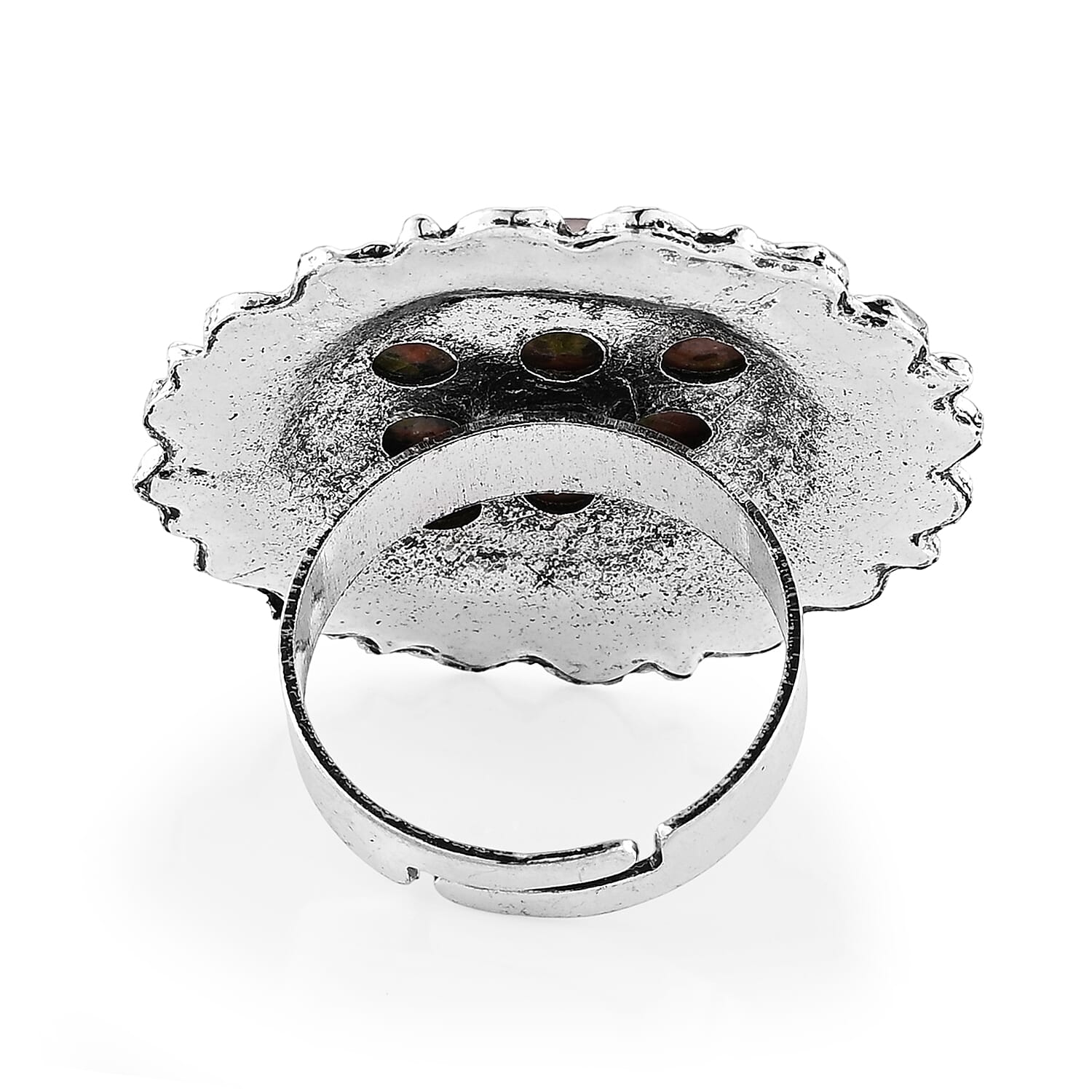 Unakite 50.00 ctw Ring in Silvertone (Adjustable)
