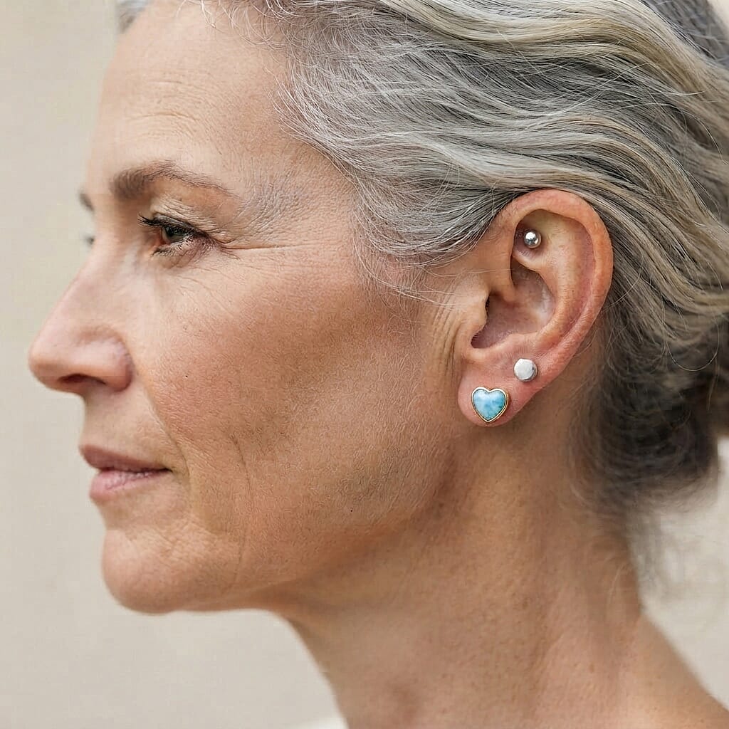 Larimar  Solitaire Stud Push Post Earring Sterling Silver 3.40 ctw