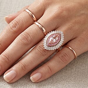 D'Joy Premium Pink Morganite and Multi Gemstone 2.35 ctw Rose Sunburst Ring in 18K Vermeil RG Over Sterling Silver (Size 6.0)