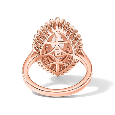 D'Joy Premium Pink Morganite and Multi Gemstone 2.35 ctw Rose Sunburst Ring in 18K Vermeil RG Over Sterling Silver (Size 6.0)