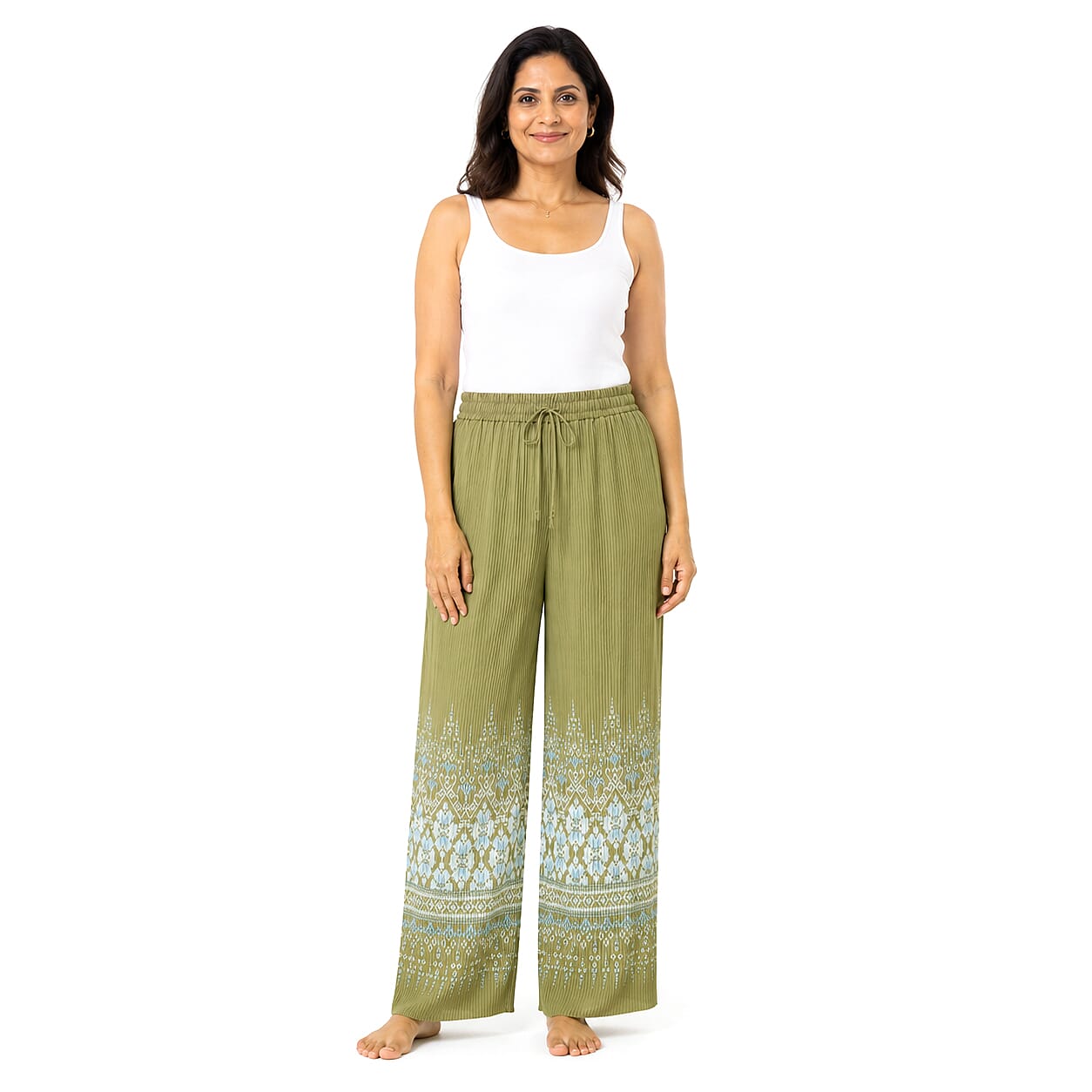 La Marey Green Pleated Pajama Pants - One Size Fits Most