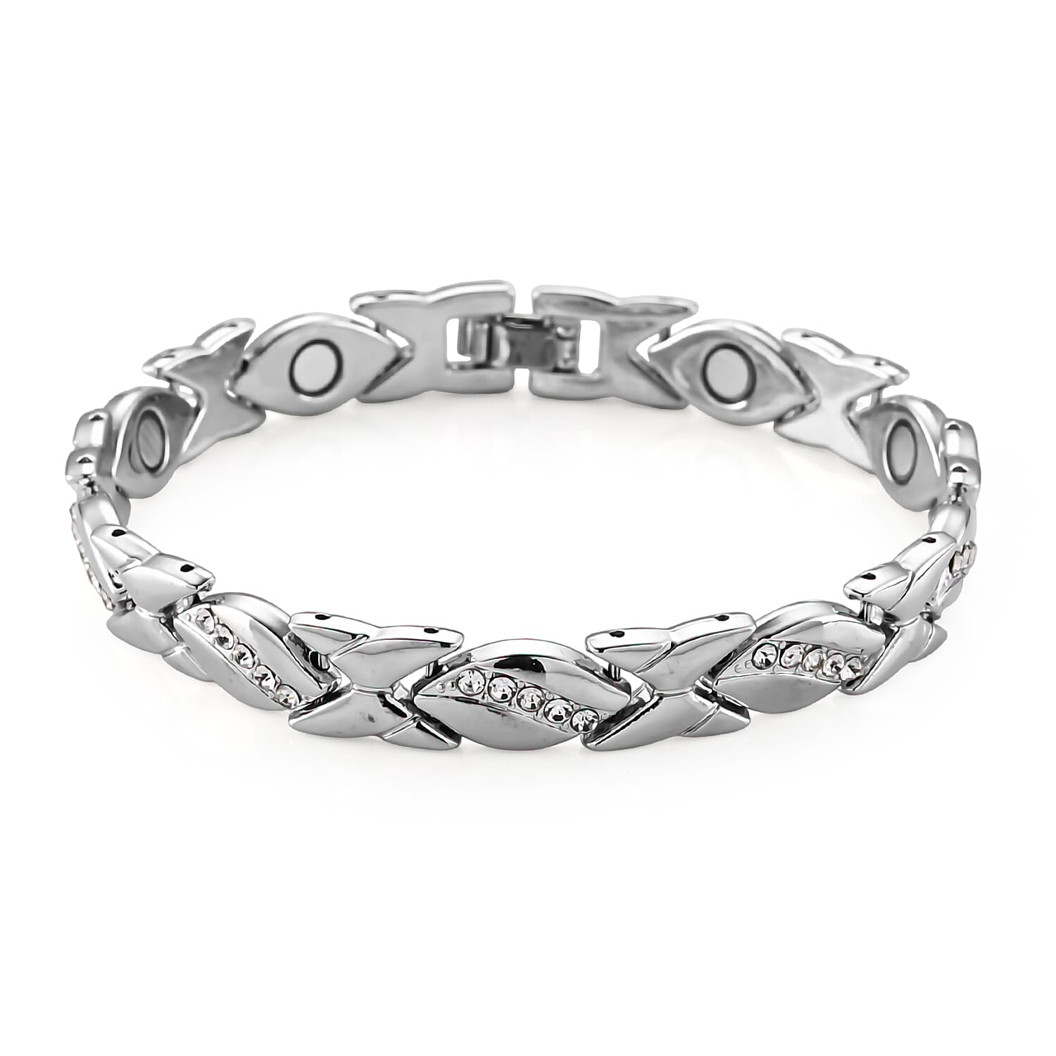 White Zircon 4.00 ctw Bracelet in Silvertone (8.00 In)
