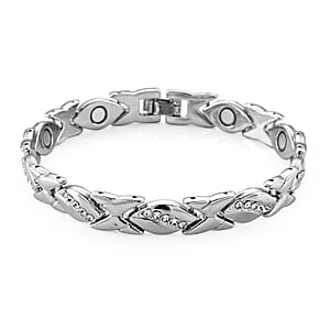 White Zircon 4.00 ctw Bracelet in Silvertone (8.00 In)