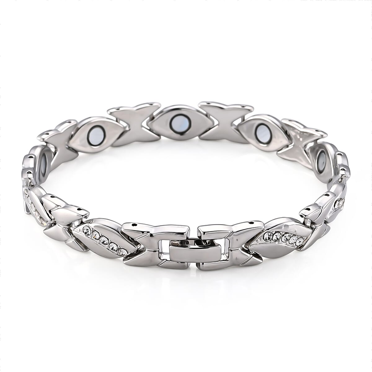 White Zircon 4.00 ctw Bracelet in Silvertone (8.00 In) image number 1