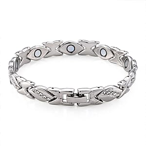 White Zircon 4.00 ctw Bracelet in Silvertone (8.00 In)