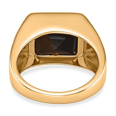 EverTrue Thai Black Spinel 9.90 ctw Men's Ring in ION Plated YG Stainless Steel (Size 9.0)