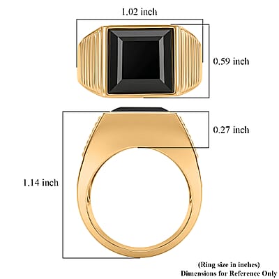EverTrue Thai Black Spinel 9.90 ctw Men's Ring in ION Plated YG Stainless Steel (Size 9.0)