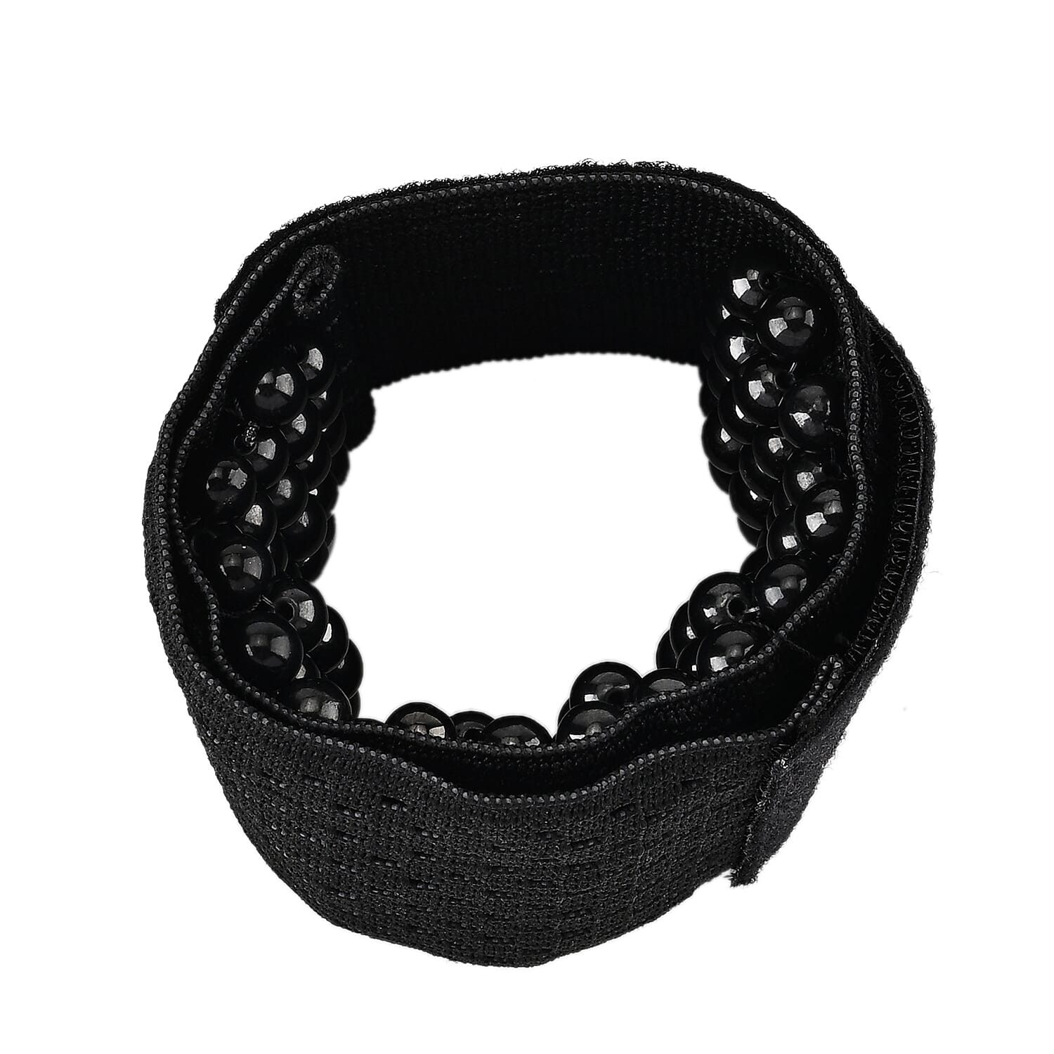 Shungite Beaded 200.00 ctw Black Wrap Polyester Stretch Bracelet