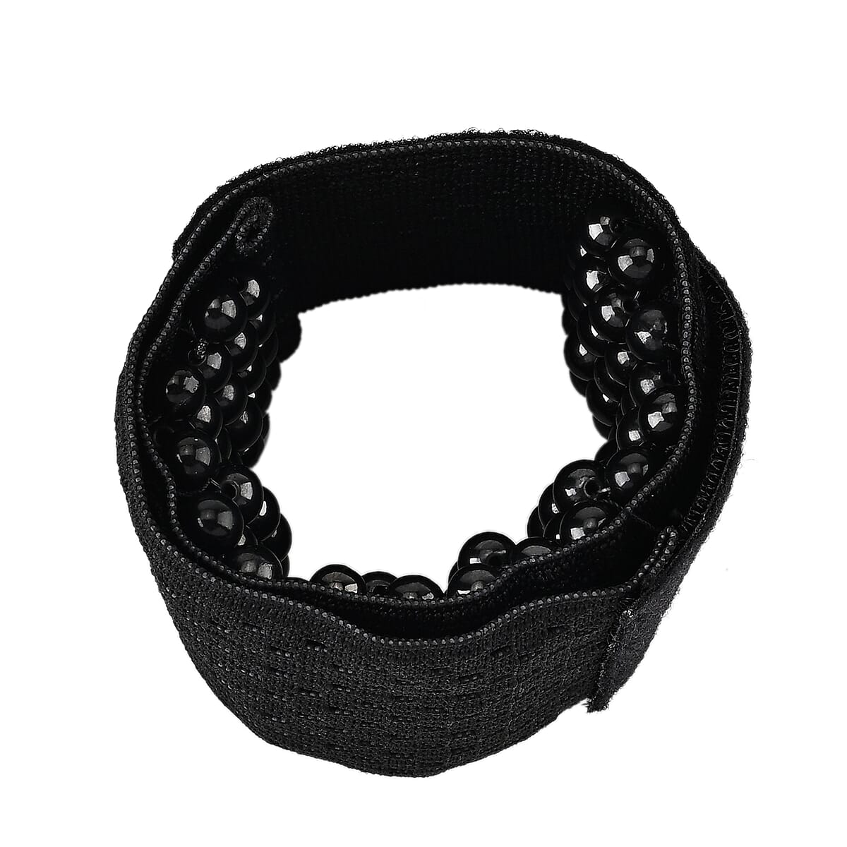Shungite Beaded 200.00 ctw Black Wrap Polyester Stretch Bracelet image number 4