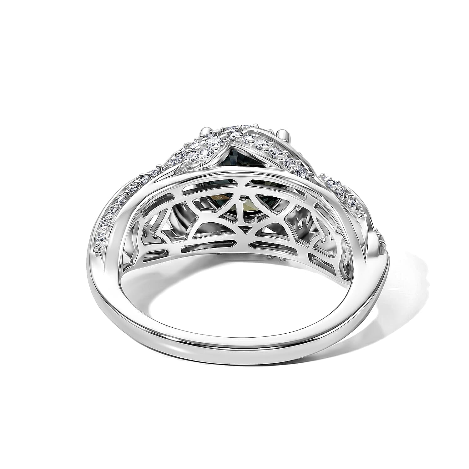 Luxuriant Lab Grown Blue Diamond (IR) and Lab Grown Diamond 2.50 ctw Ring in Rhodium Over Sterling Silver (Size 6.0)