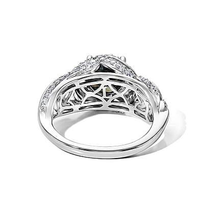 Luxuriant Lab Grown Blue Diamond (IR) and Lab Grown Diamond 2.50 ctw Ring in Rhodium Over Sterling Silver (Size 6.0)