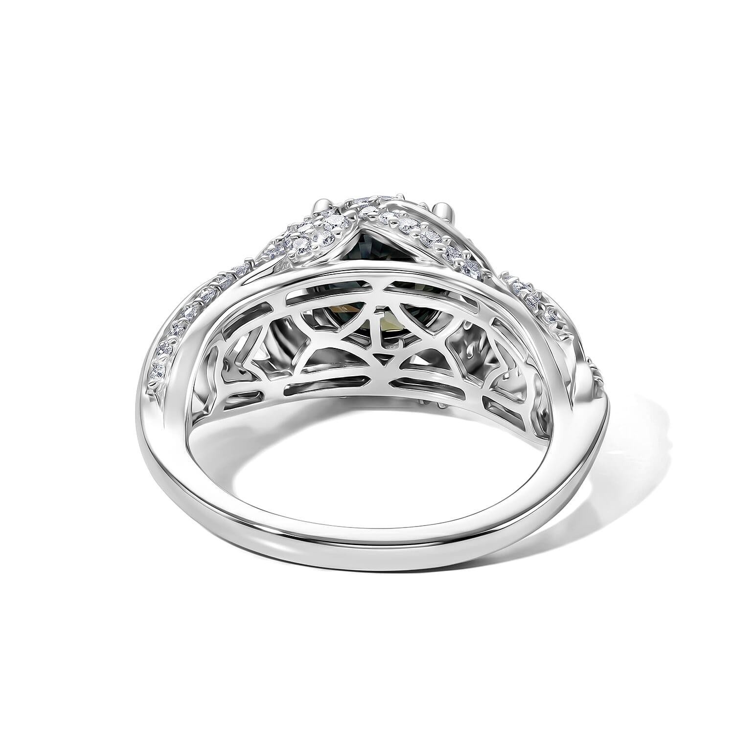 Luxuriant Lab Grown Blue Diamond (IR) and Lab Grown Diamond 2.50 ctw Ring in Rhodium Over Sterling Silver (Size 7.0)