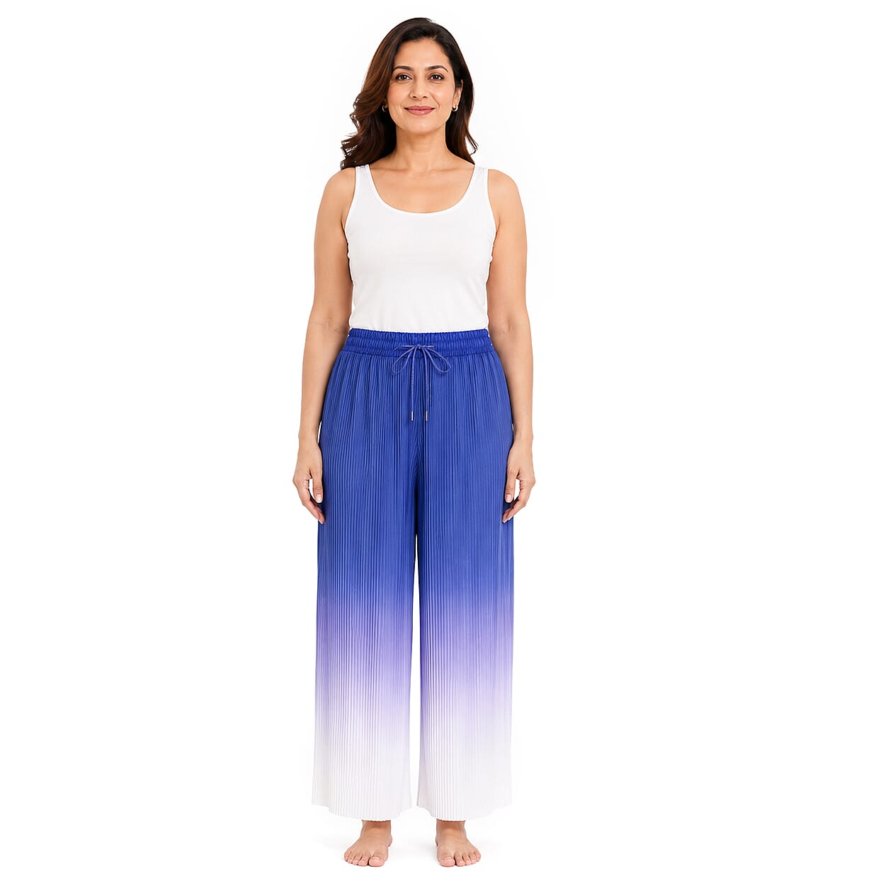 La Marey Blue Ombre Gradient Pleated Pajama Pants - One Size Fits Most
