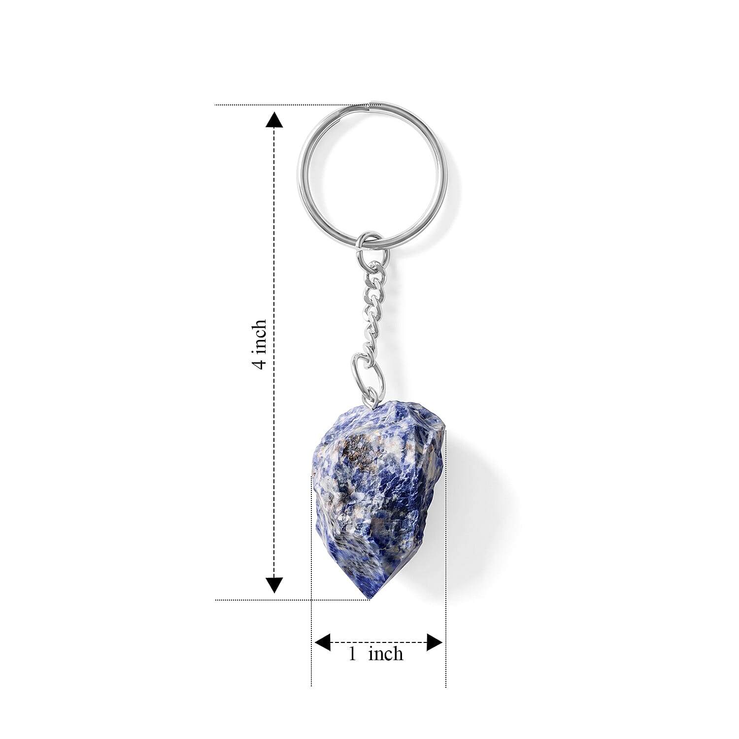 Sodalite 138.70 ctw Geode Keychain in Silvertone