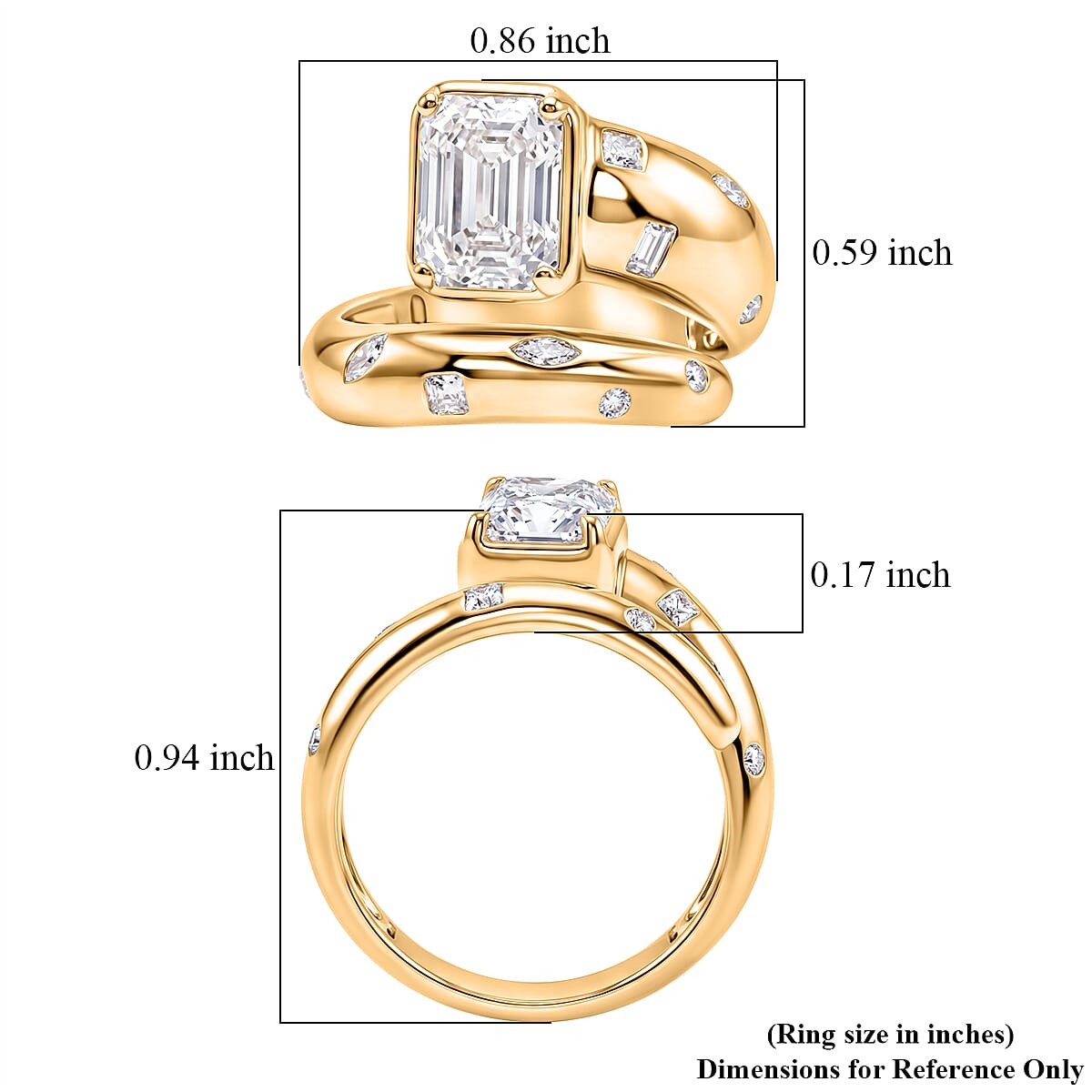 Clarte Varia Collection Moissanite 2.00 ctw Ring in 14K Yellow Gold Over Sterling Silver (Size 8.0)
