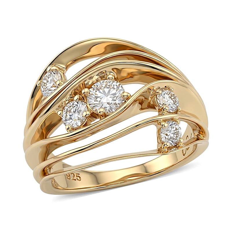 Clarte Starfall Collection Moissanite 0.85 ctw Ring in 14K Yellow Gold Over Sterling Silver (Size 6.0)