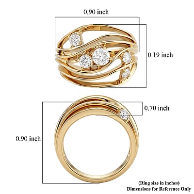 Clarte Starfall Collection Moissanite 0.85 ctw Ring in 14K Yellow Gold Over Sterling Silver (Size 6.0)