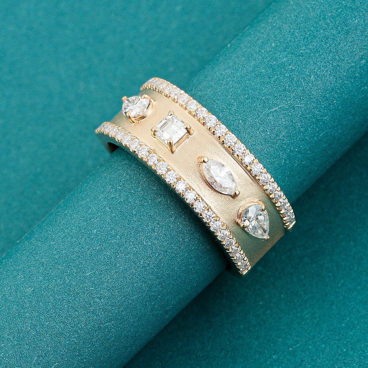 Clarte Claudette Collection Moissanite 1.10 ctw Ring in 14K Yellow Gold Over Sterling Silver (Size 6.0) image number 1