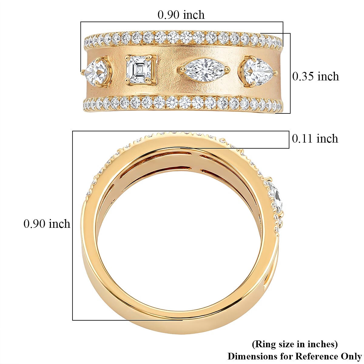 Clarte Claudette Collection Moissanite 1.10 ctw Ring in 14K Yellow Gold Over Sterling Silver (Size 6.0)
