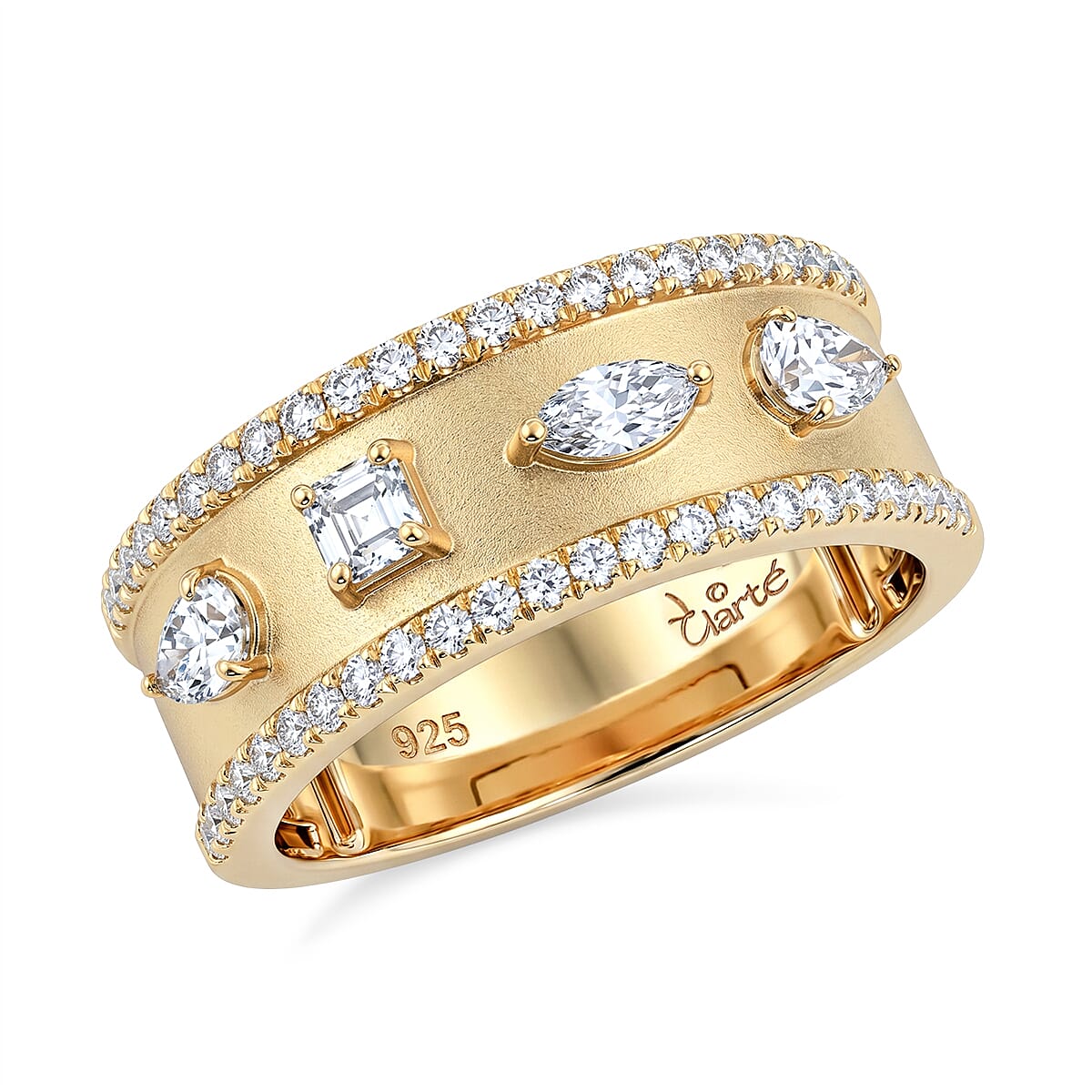 Clarte Claudette Collection Moissanite 1.10 ctw Ring in 14K Yellow Gold Over Sterling Silver (Size 7.0)