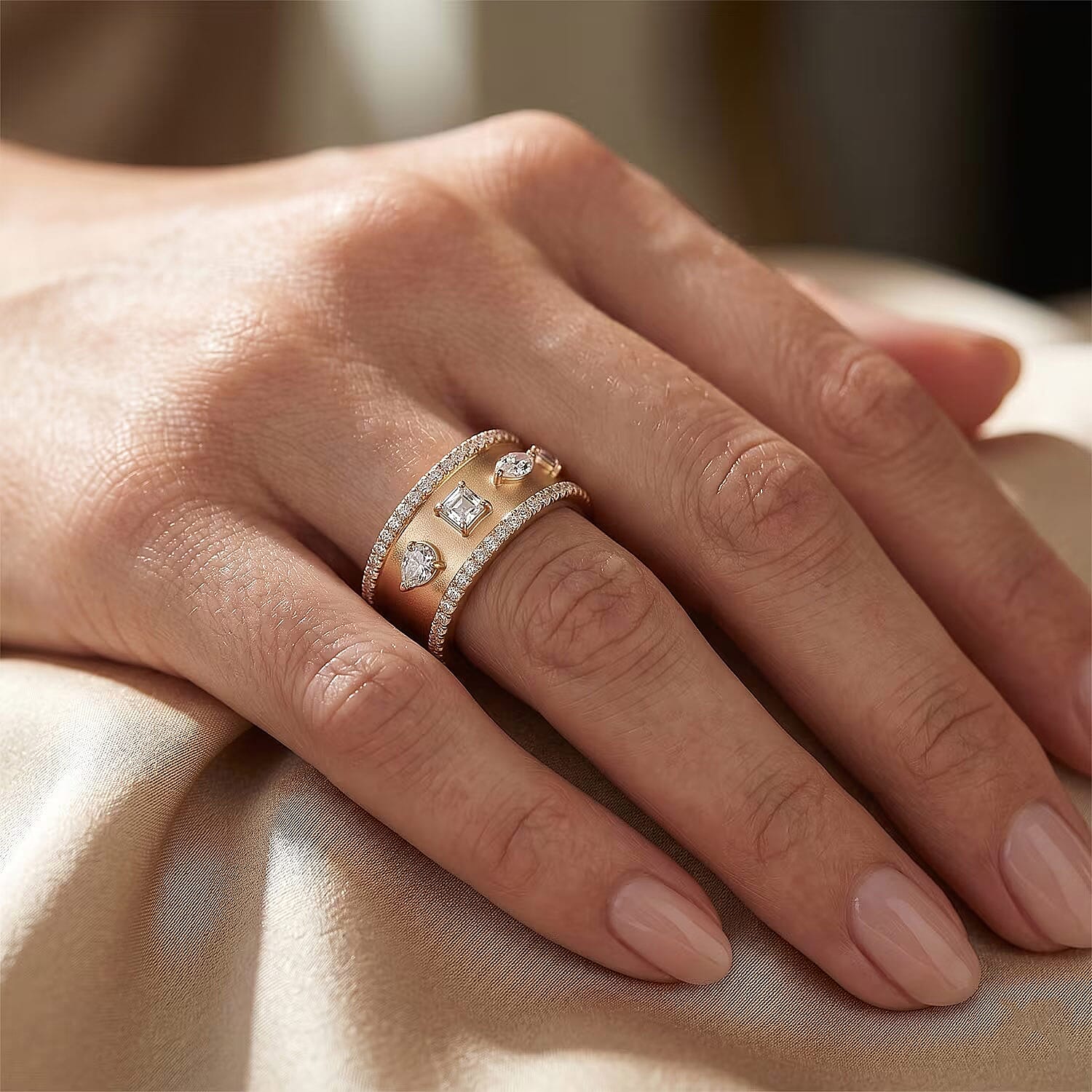 Clarte Claudette Collection Moissanite (Pear 5x3mm) Ring in 14K YG Over Sterling Silver (Size 6.0) 1.10 ctw