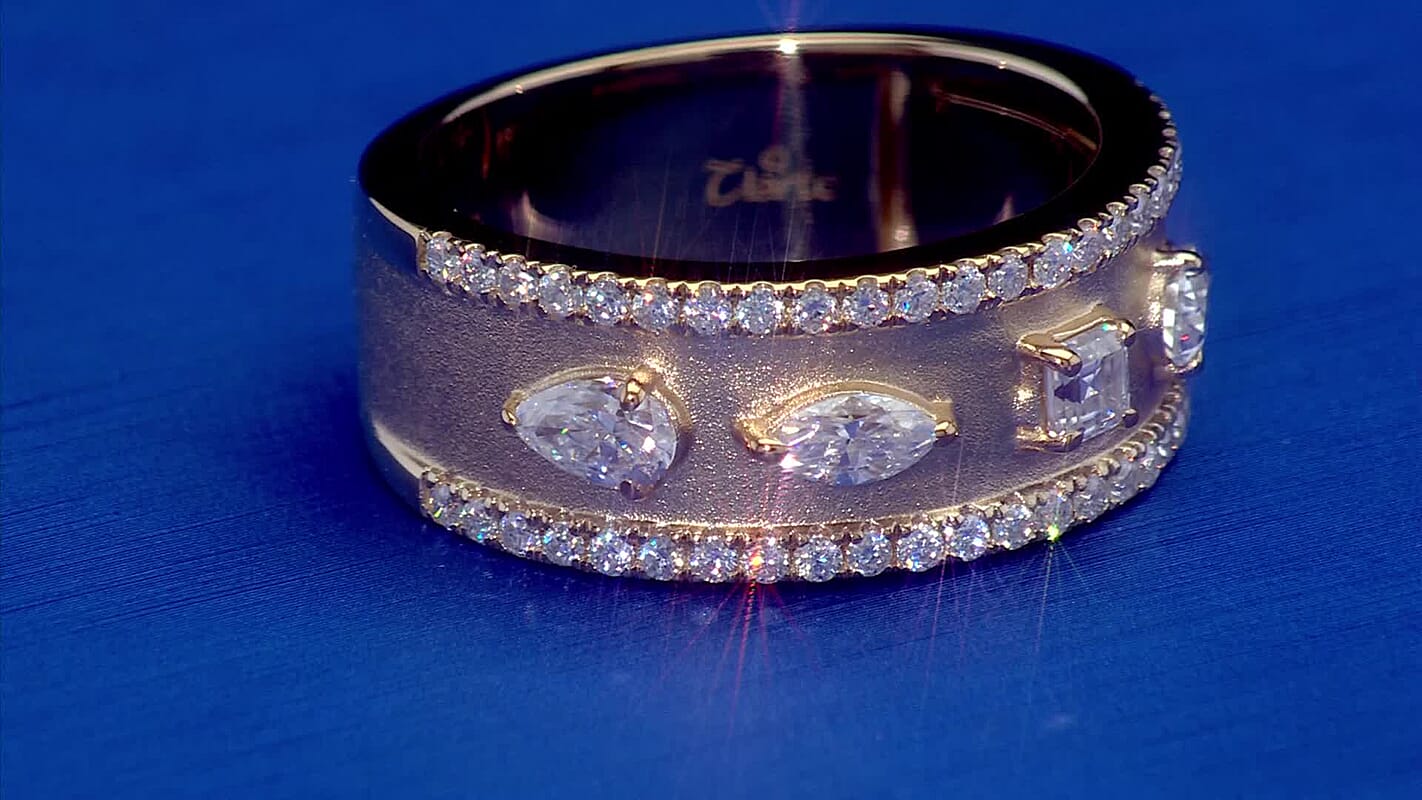 Clarte Claudette Collection Moissanite (Pear 5x3mm) Ring in 14K YG Over Sterling Silver (Size 6.0) 1.10 ctw