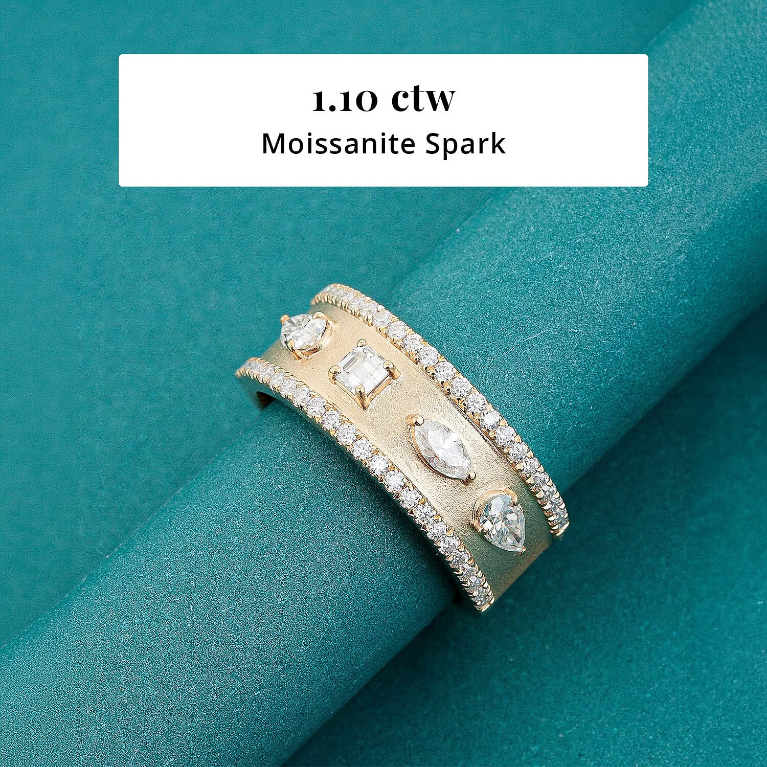 Clarte Claudette Collection Moissanite 1.10 ctw Ring in 14K Yellow Gold Over Sterling Silver (Size 7.0)