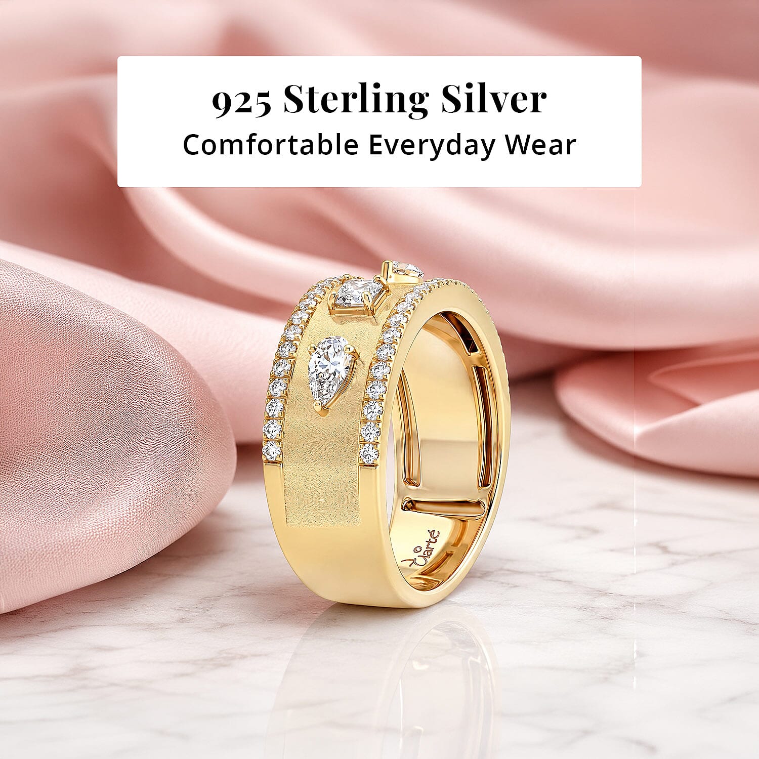 Clarte Claudette Collection Moissanite 1.10 ctw Ring in 14K Yellow Gold Over Sterling Silver (Size 7.0)