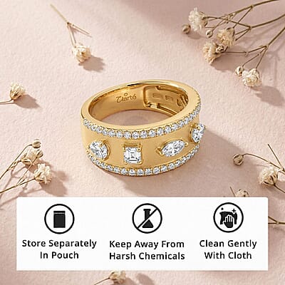 Clarte Claudette Collection Moissanite 1.10 ctw Ring in 14K Yellow Gold Over Sterling Silver (Size 7.0)