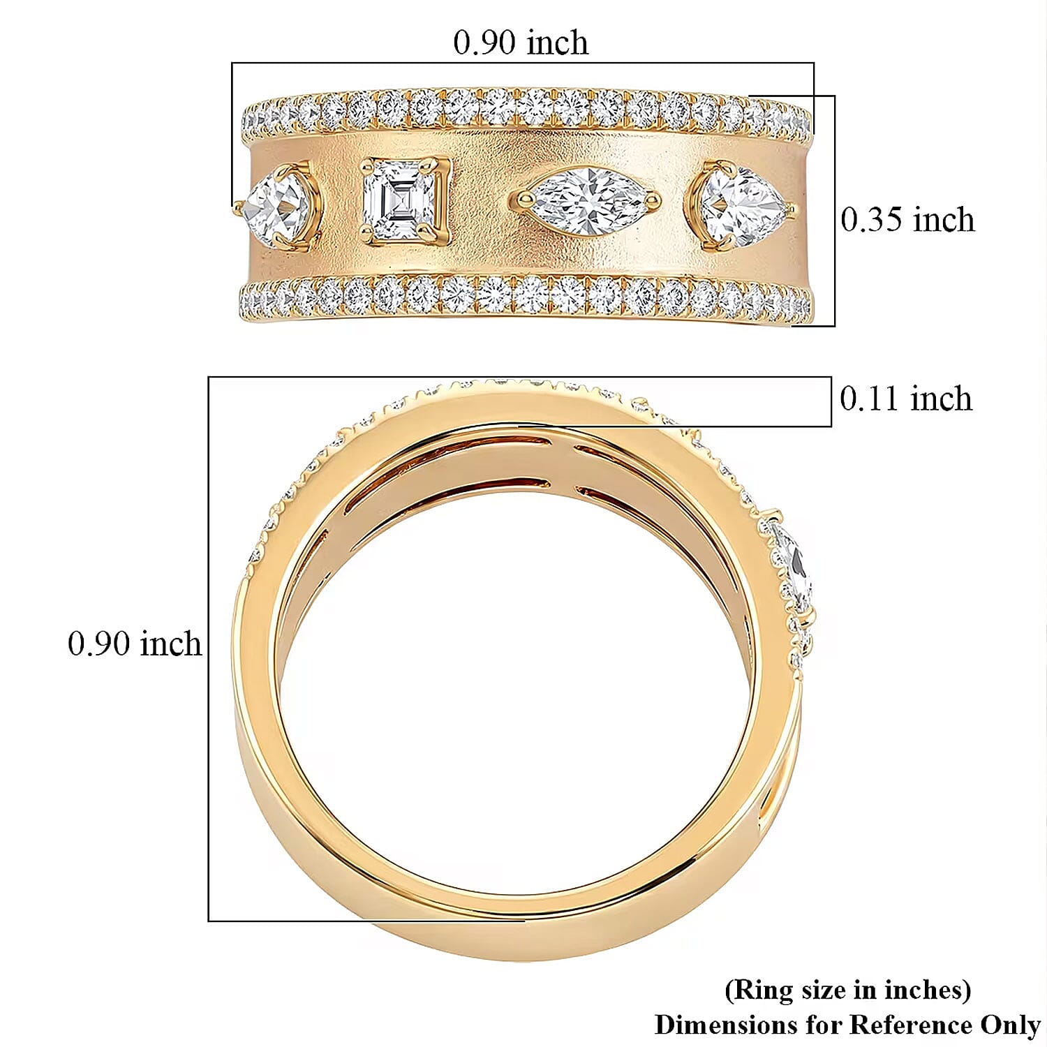 Clarte Claudette Collection Moissanite 1.10 ctw Ring in 14K Yellow Gold Over Sterling Silver (Size 7.0)