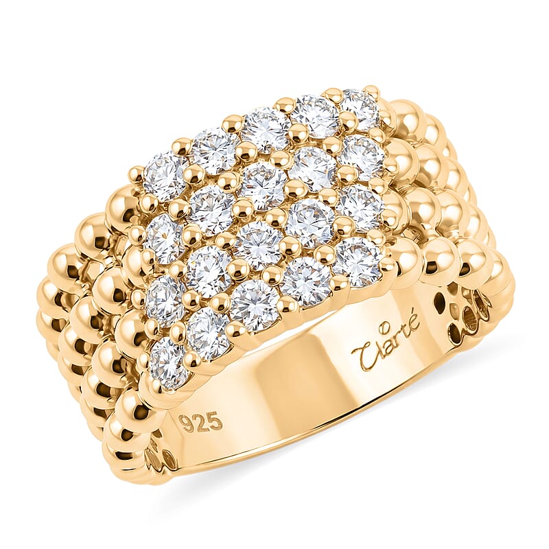 Clarte Perline Collection Moissanite 1.10 ctw Perline Ring in 14K Yellow Gold Over Sterling Silver (Size 6.0)