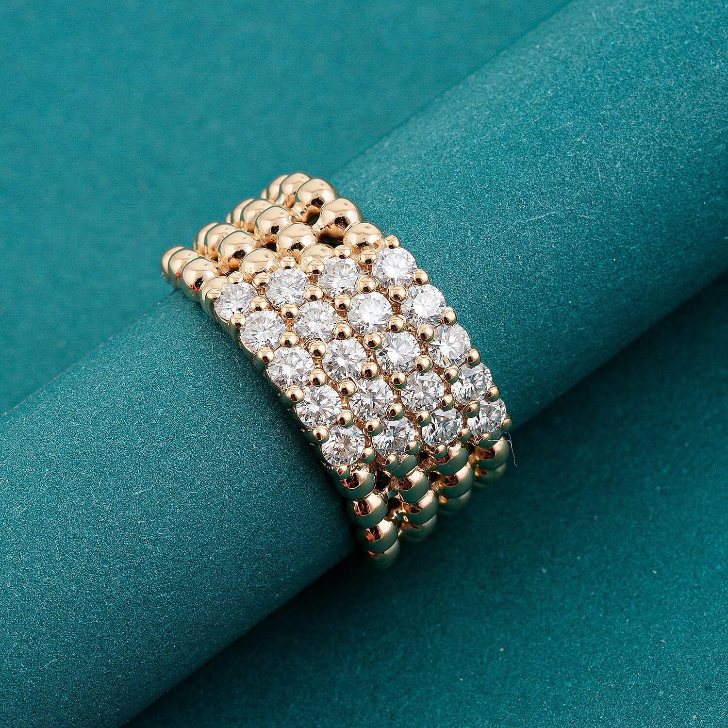 Clarte Perline Collection Moissanite 1.10 ctw Perline Ring in 14K Yellow Gold Over Sterling Silver (Size 6.0)