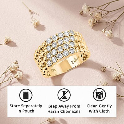 Clarte Perline Collection Moissanite 1.10 ctw Perline Ring in 14K Yellow Gold Over Sterling Silver (Size 6.0)