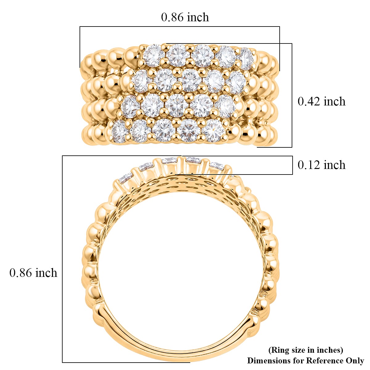 Clarte Perline Collection Moissanite 1.10 ctw Perline Ring in 14K Yellow Gold Over Sterling Silver (Size 6.0)