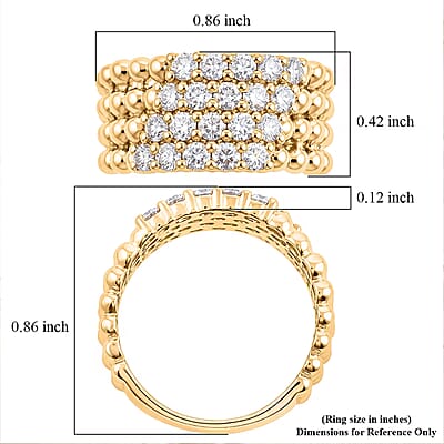 Clarte Perline Collection Moissanite 1.10 ctw Perline Ring in 14K Yellow Gold Over Sterling Silver (Size 6.0)