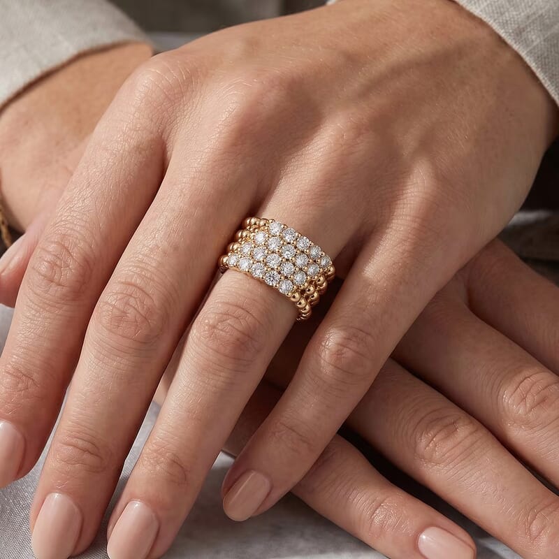 Clarte Perline Collection Moissanite 1.10 ctw Perline Ring in 14K Yellow Gold Over Sterling Silver (Size 8.0)