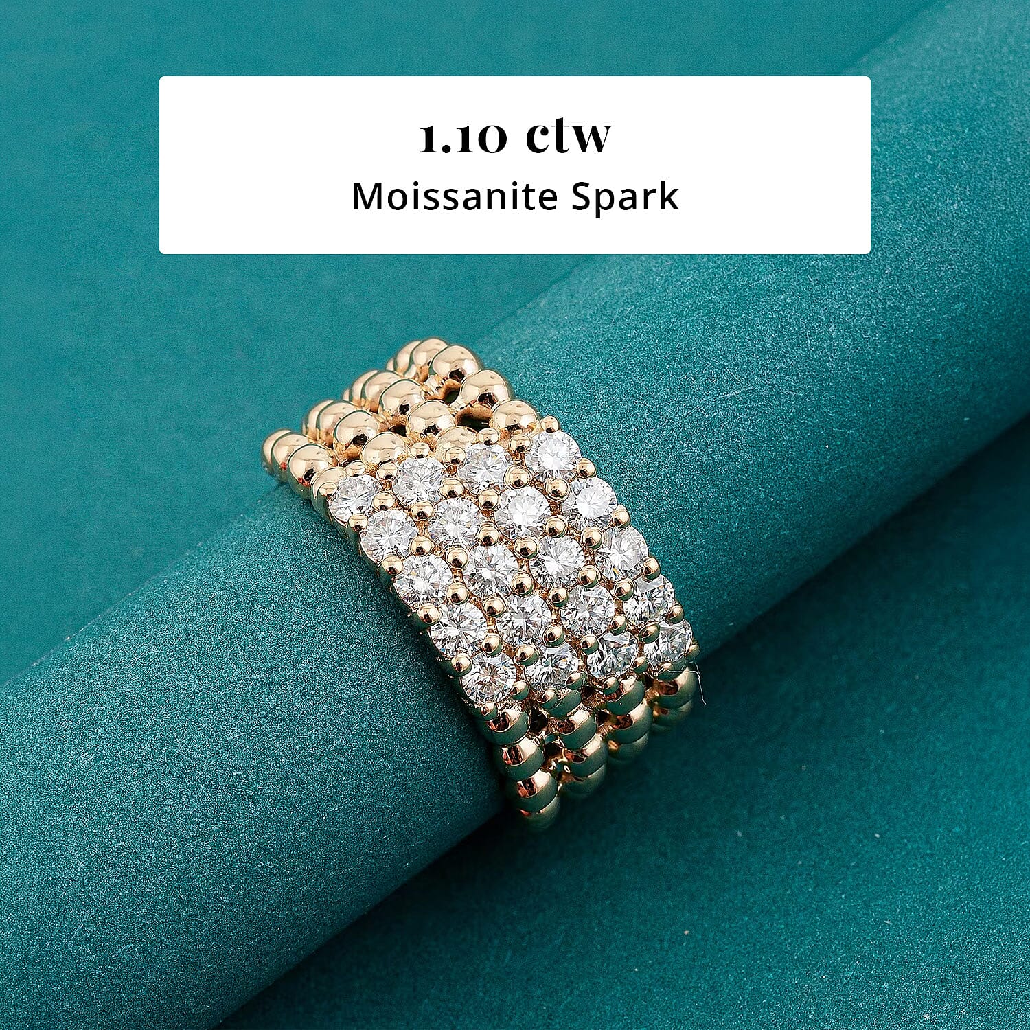 Clarte Perline Collection Moissanite 1.10 ctw Perline Ring in 14K Yellow Gold Over Sterling Silver (Size 8.0)