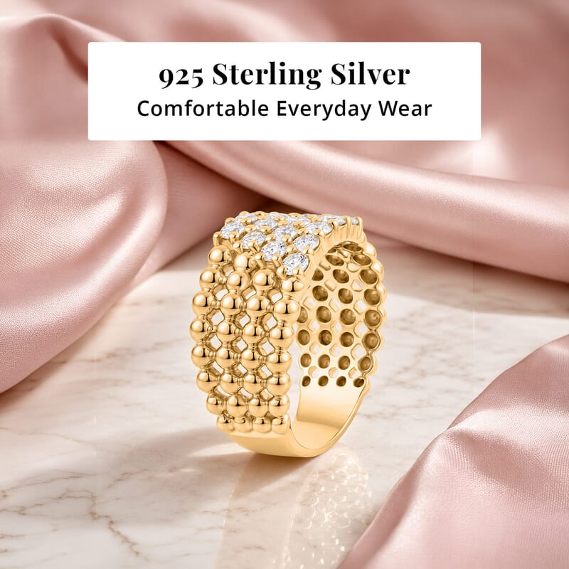 Clarte Perline Collection Moissanite 1.10 ctw Perline Ring in 14K Yellow Gold Over Sterling Silver (Size 8.0)