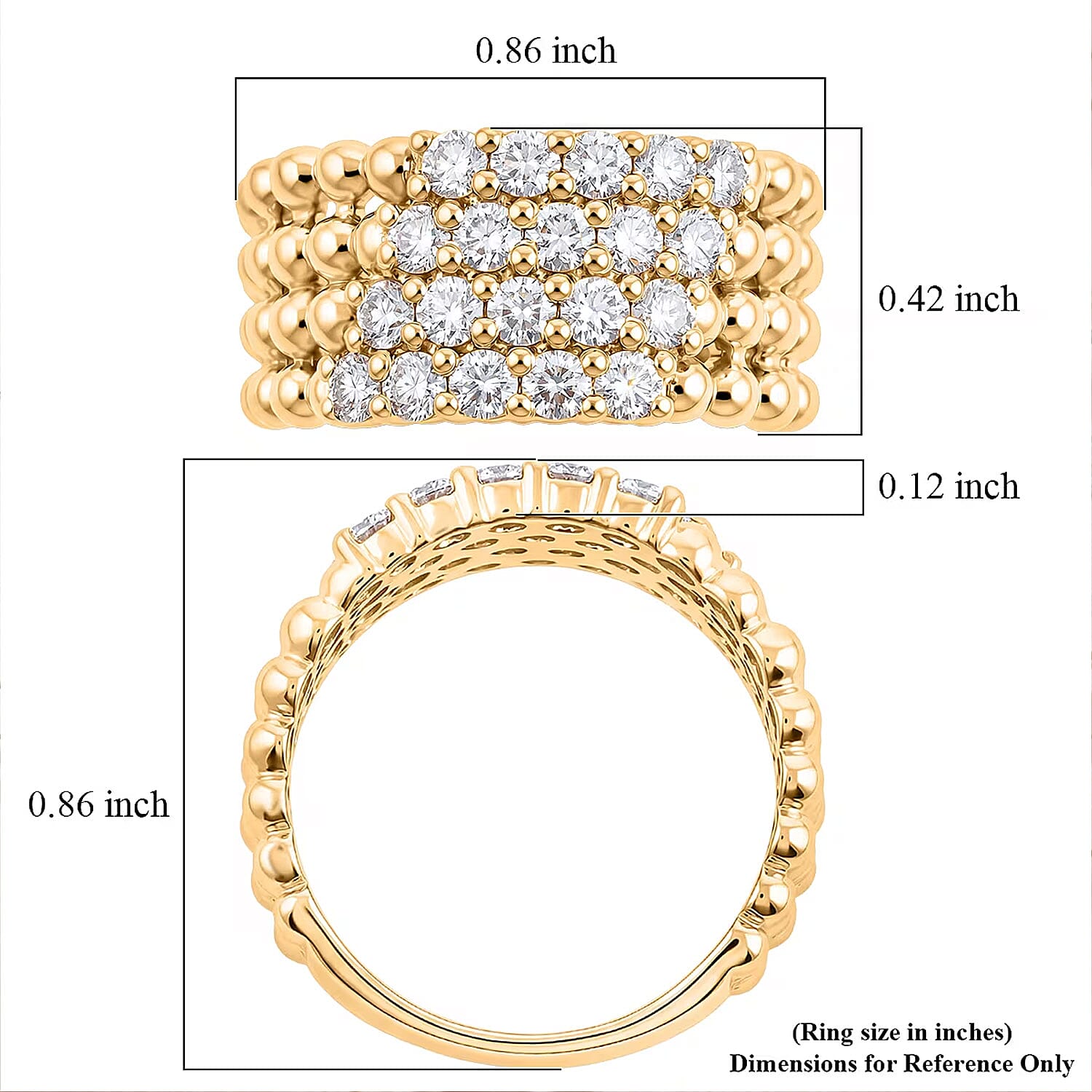 Clarte Perline Collection Moissanite 1.10 ctw Perline Ring in 14K Yellow Gold Over Sterling Silver (Size 8.0)